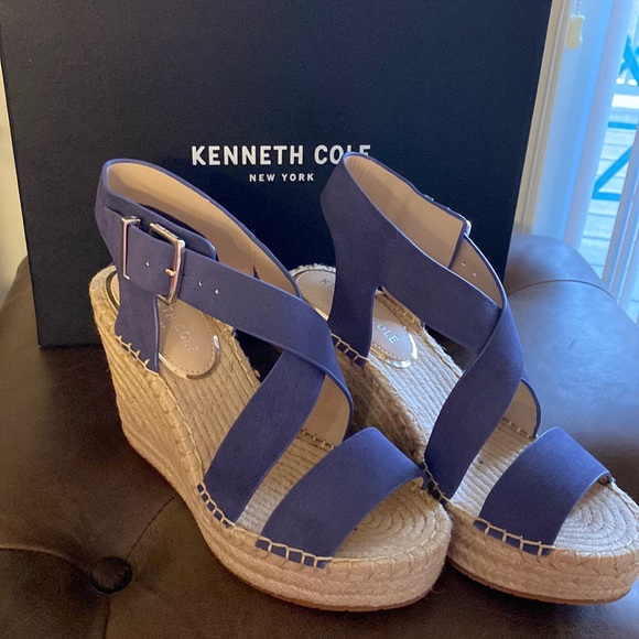 Kenneth Cole New York Olivia Cross Espadrille Wedge Sandal in Lapis Blue - Picture 1 of 6